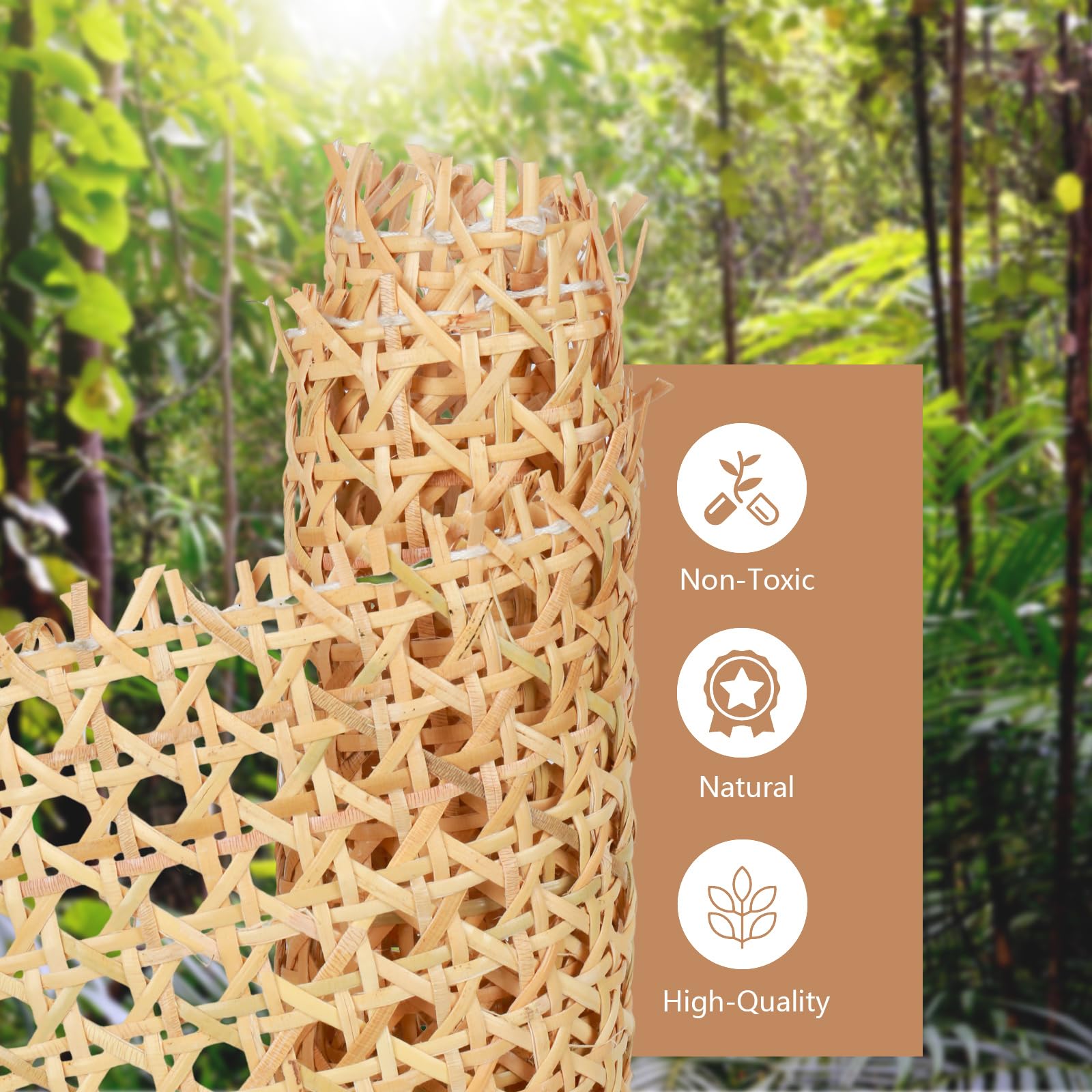 Rollo de cinta de ratán natural, tejido de nido de abeja, para muebles y decoración del hogar + guantes (150 x 50 cm, color natural)
