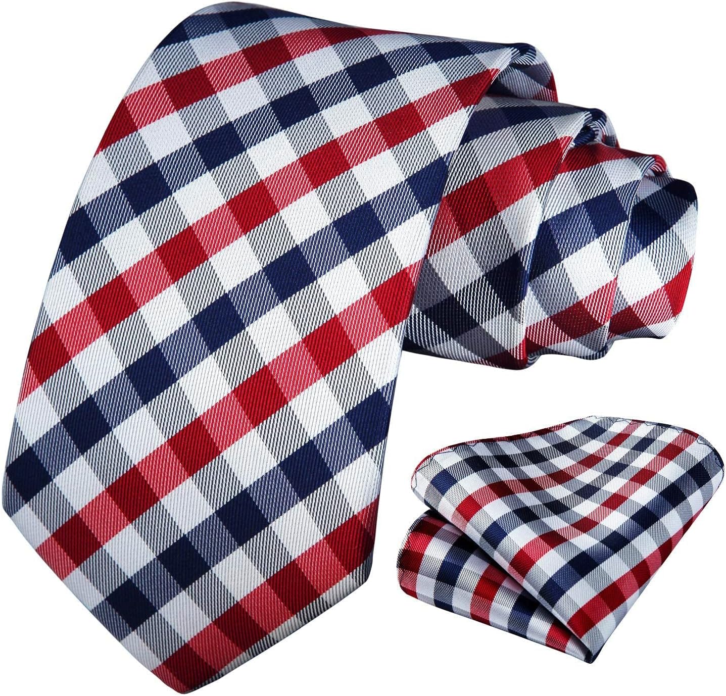 HISDERN Ties for Men Formal Business Plaid Checked Mens Ties and Pocket Square Set Classic Wedding Necktie Handkerchief