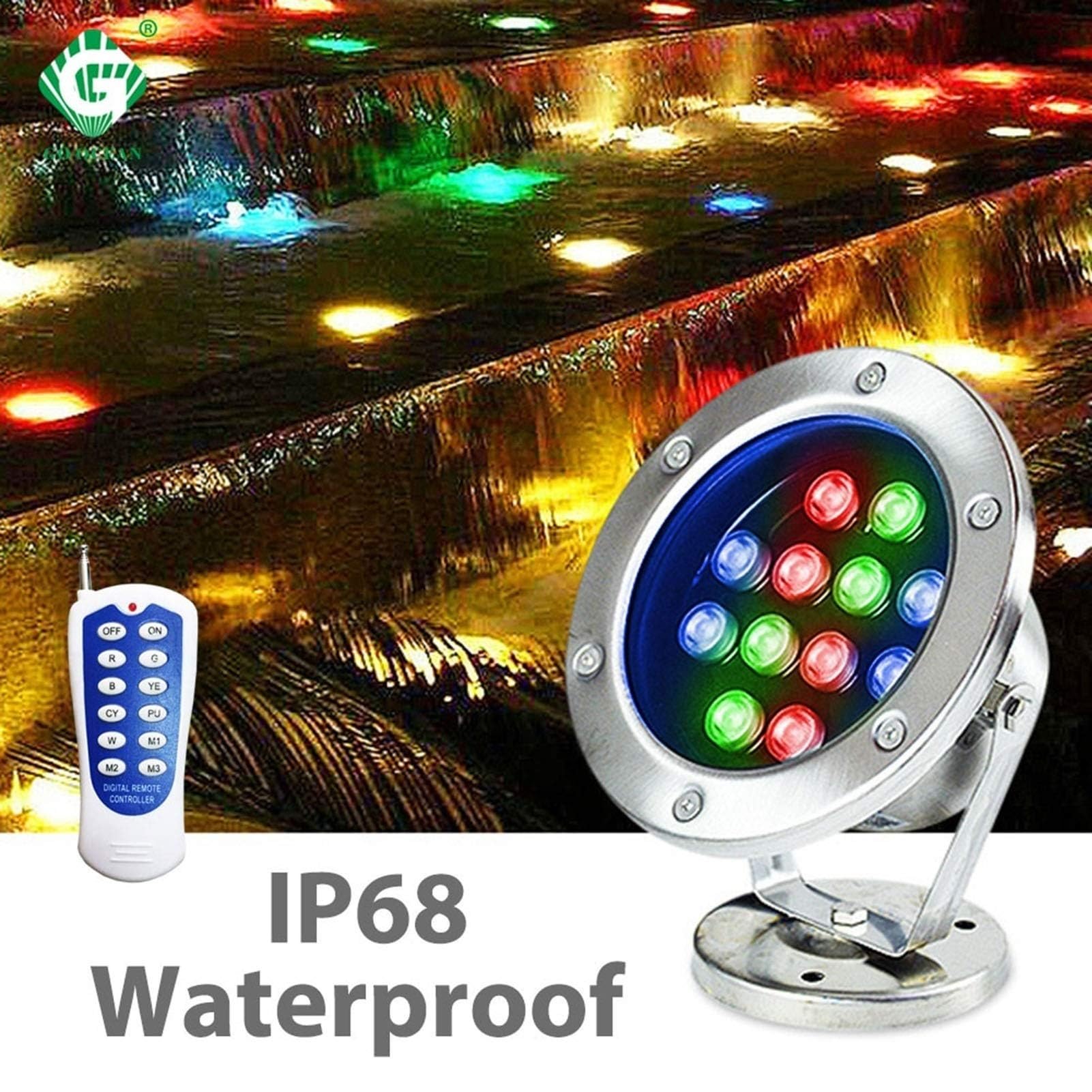 Luce LED sommergibile Colorata - Faretto per Esterni, Lampada per laghetto con Cambio Colore 12V/24V con Telecomando, Luce Subacquea RGB IP68 a Bassa Tensione, per Giardini rocciosi, Piscine, fontane