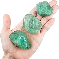 Vista 4 de Cristal de fluorita verde crudo a granel de 1 libra para pulir, taxar, pulir, decoración, envoltura, piedras naturales grandes de 1 pulgada