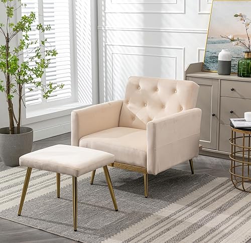 Miniatura 2 de Moderna tumbona de terciopelo para interiores con 3 ángulos reclinables, se convierte en sillón reclinable/cama, sofá cama convertible para sala de