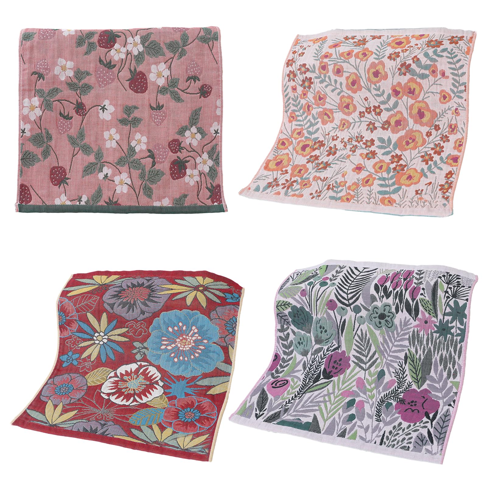MOSNOW 4 Pack Cotton Gauze Tea Towels for Kitchen, Super Absorbent & Quick-Drying Multipurpose Dish Towels and Hand Towels, 38x40cm Assorted Patterns for Kitchen, Bathroom Cleaning