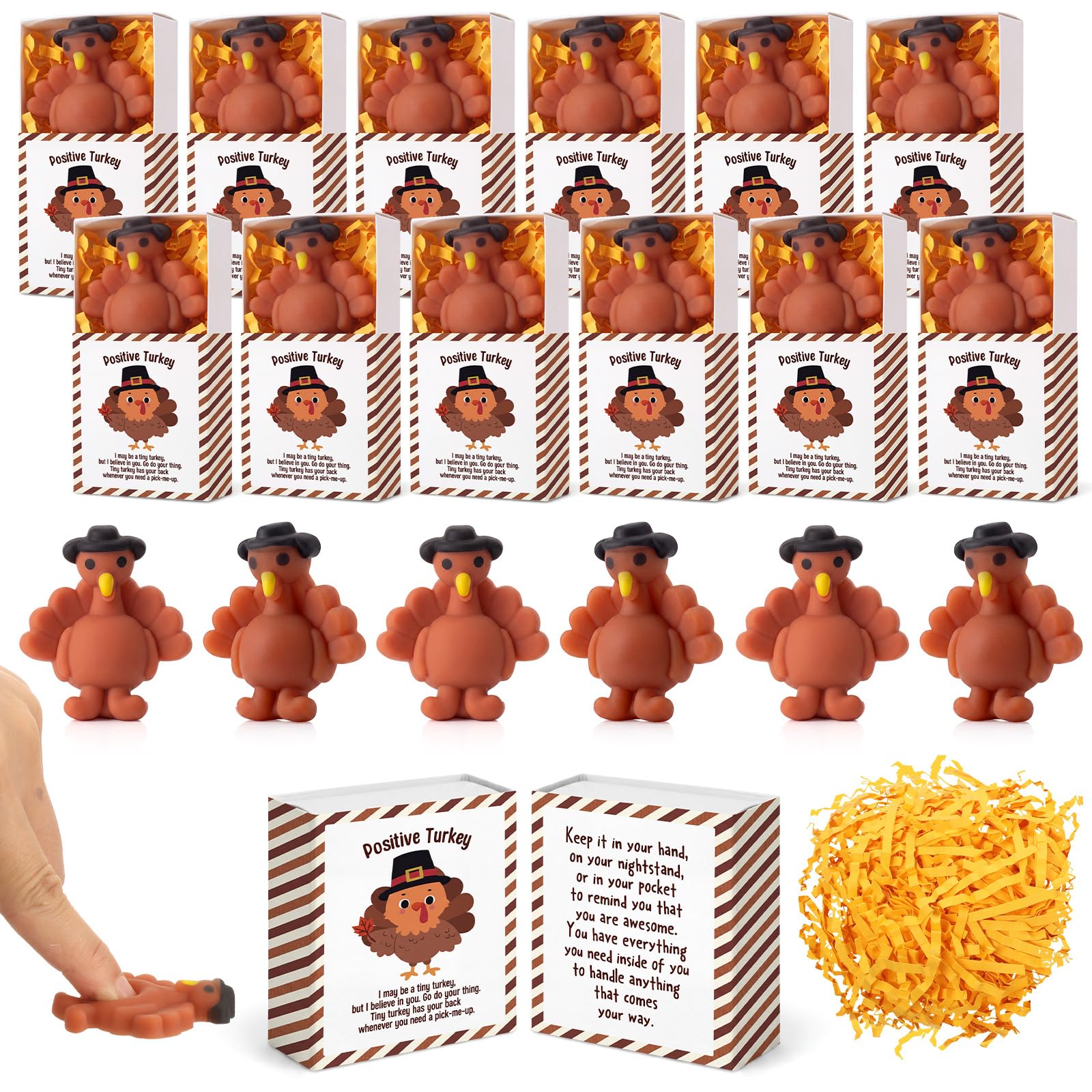 12 Sets Thanksgiving Positive Gifts Fall Turkey Party Favors for Adults