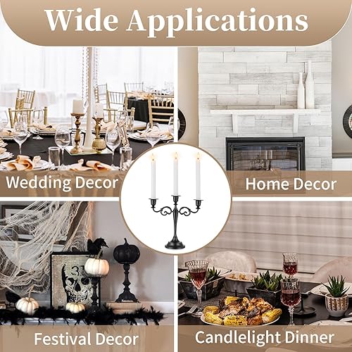 Miniatura 7 de Sziqiqi Candelabro de Halloween - Portavelas de 5 brazos, soportes para velas cónicas para velas cónicas a la luz de las velas, cena, fiesta, boda,