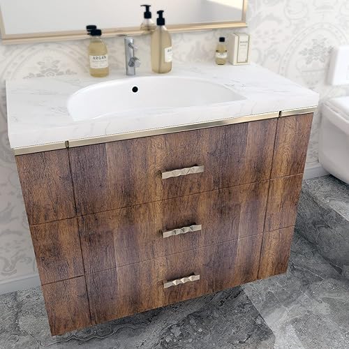 Miniatura 5 de Decotalk Papel de contacto de grano de madera de 17.7 x 400 pulgadas, papel de contacto de madera para encimeras, impermeable, papel de contacto de