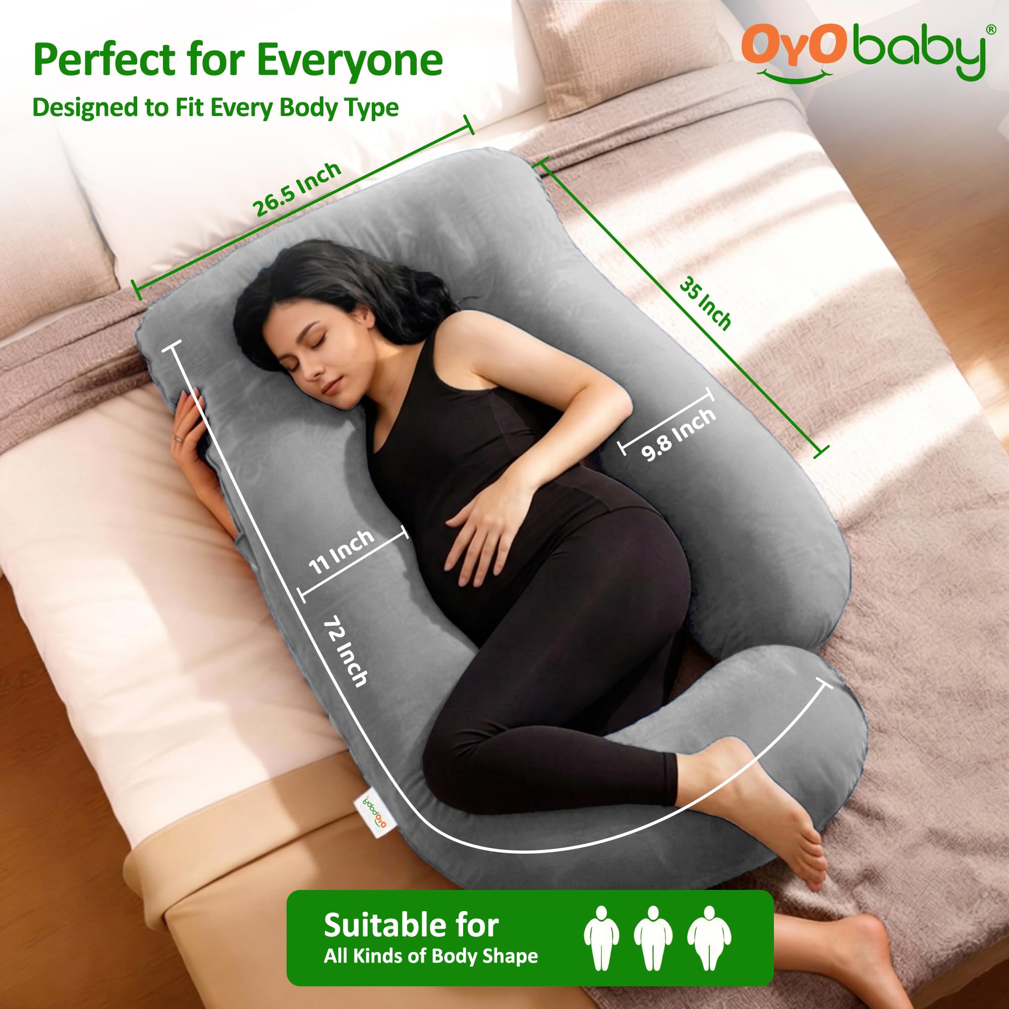 J-Shape Maternity Pillow - Full Body Pregnancy Support -6 J-Shape Maternity Pillow - Full Body Pregnancy Support -6