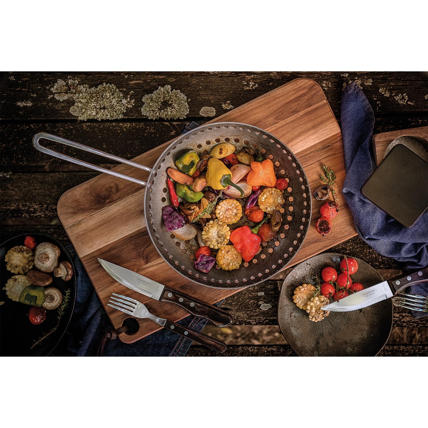 Tramontina Steakgabel Set Jumbo, 6-teiliges Set, rostfreier Edelstahl, Holzgriff FSC-zertifiziert, spülmaschinenfest, Tafelgabeln…