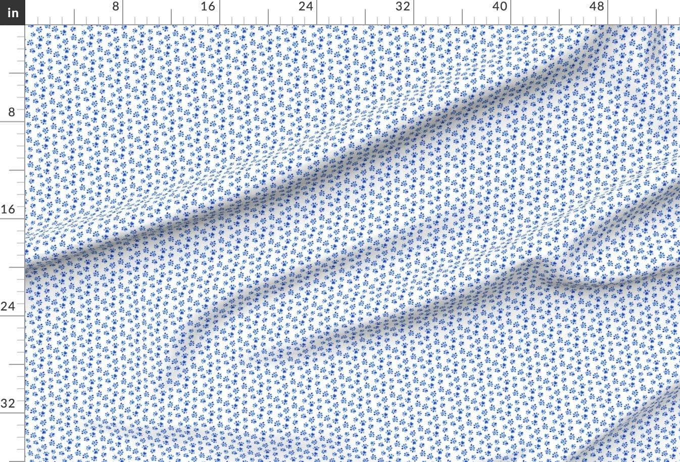 Spoonflower Fabric - Small Dogs Watercolor Paw Print Animal Spots Dots Pet Bone Indigo Blue Printed on Upholstery Velvet Fabric Fat Quarter - Upholstery Home Decor Bottomweight Apparel
