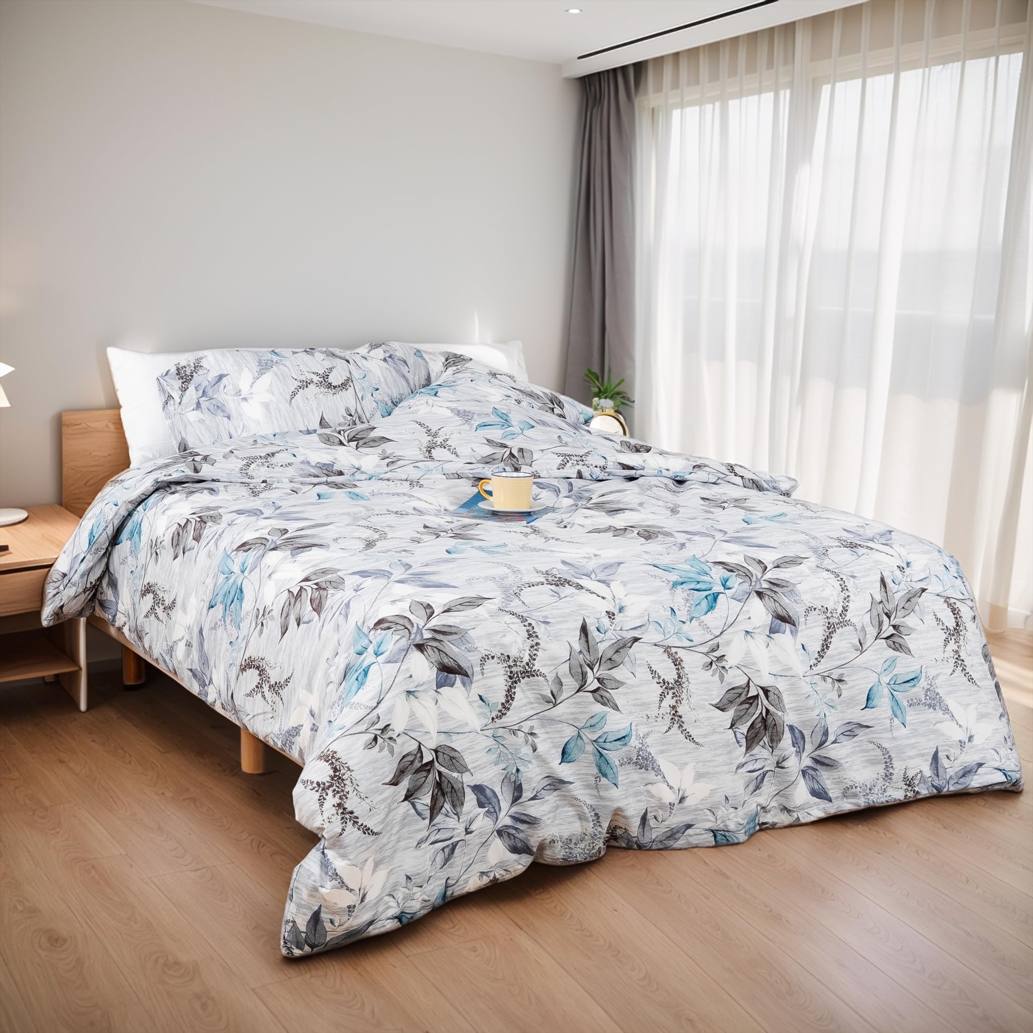Etrexonline Juego de Funda Nórdica 3 Piezas Cama 135 Microfibra Extra Suave Transpirable - 1 Funda Edredón 220x220 cm y 2 Fundas de Almohada 50x70 cm (Eucalipto) — view 42
