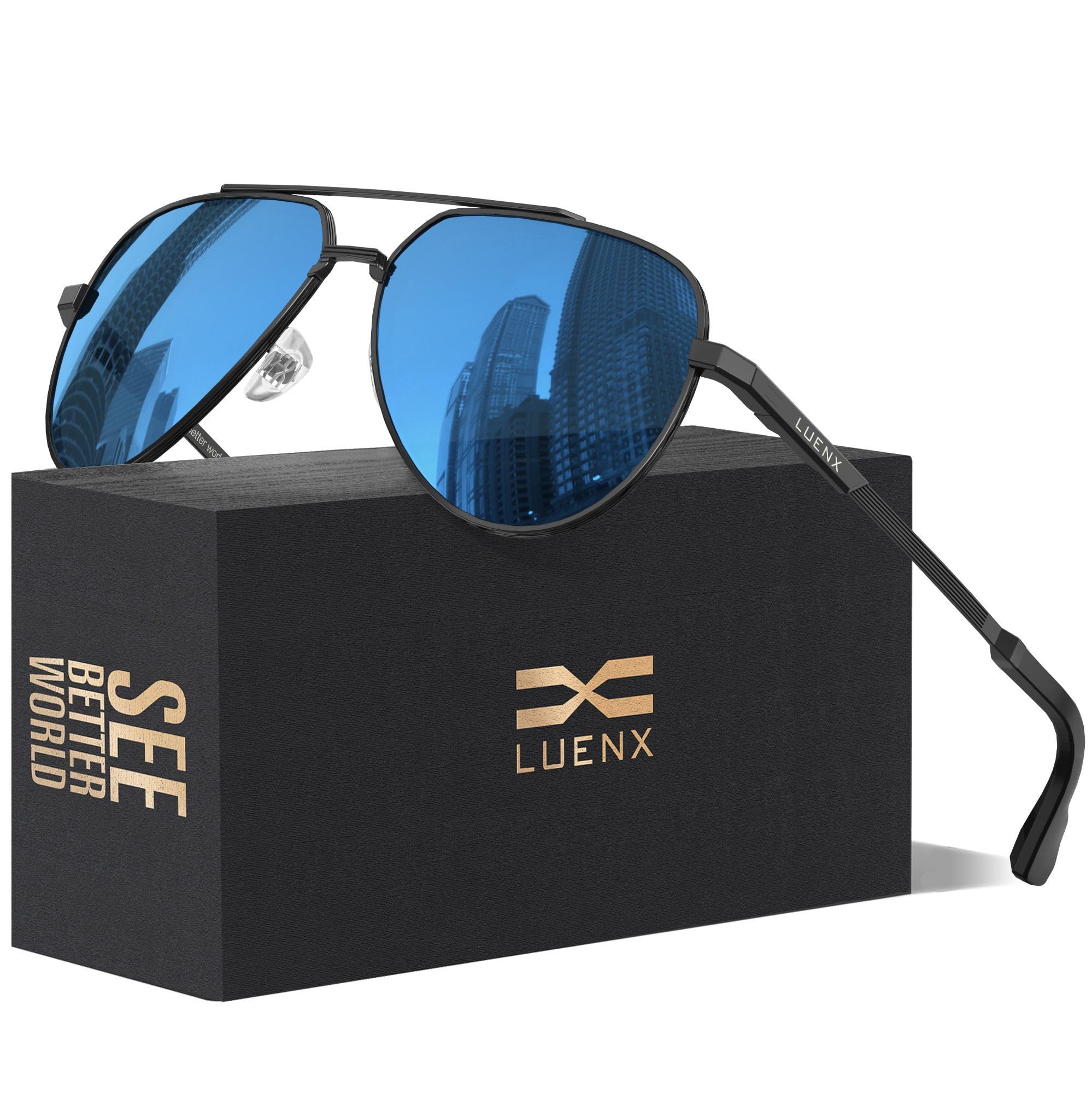 LUENX Aviator Sunglasses 60mm