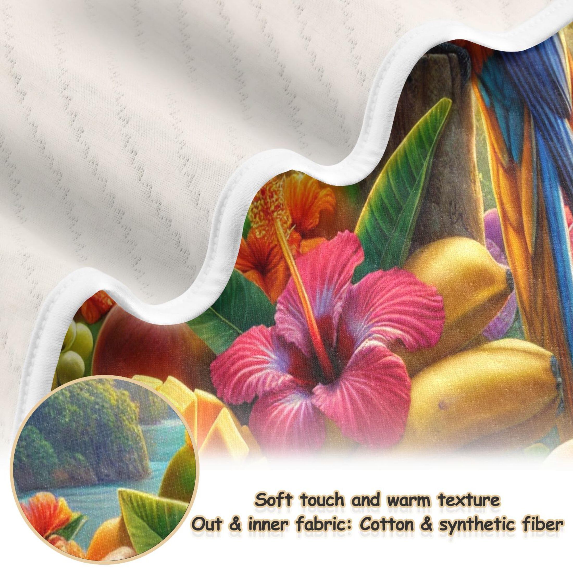 Burbuja Tropical Fruits Flowers Parrot Baby Blanket for Boys Girls, Nursery Soft Warm Swaddling Receiving Baby Blankets, 30x40 in Toddler Blanket