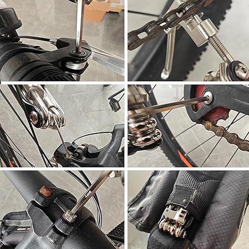 Miniatura 5 de Kit de herramientas multiherramienta para bicicleta 17 en 1 con disyuntor de cadena ergonómico y ligero, kit de reparación de bicicletas MTB,