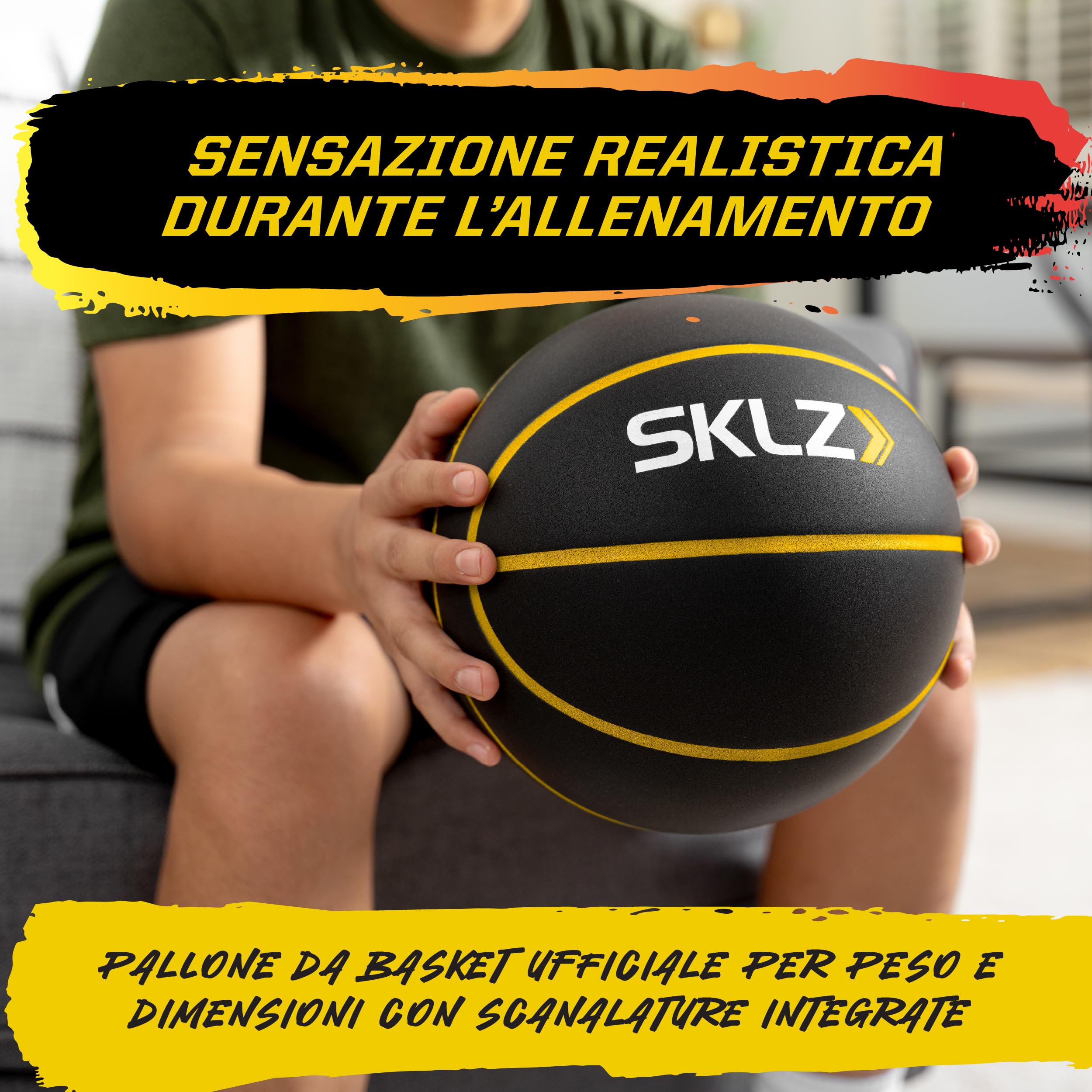 SKLZ Bashhhketball Pro Silent Basketball – Allenamento Indoor Silenzioso, Palla In Foam Con Rimbalzo Realistico, Ideale Per Casa Su Tappeto, Piastrelle E Legno, 75 Cm, Nero