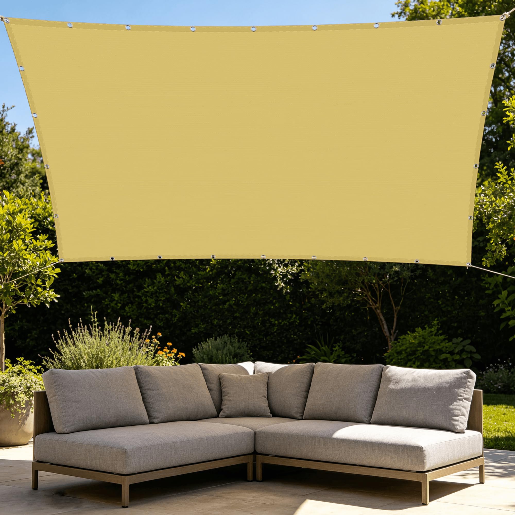 Toile d'ombrage rectangulaire en tissu haute densité抗UV couleur sable