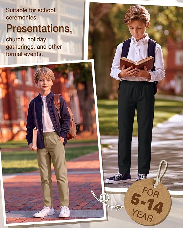 Hyggeweir 2 Pack Boys School Uniform Pants, 11-12 Years, 2-Color by Hyggeweir - Used condition - Image 3