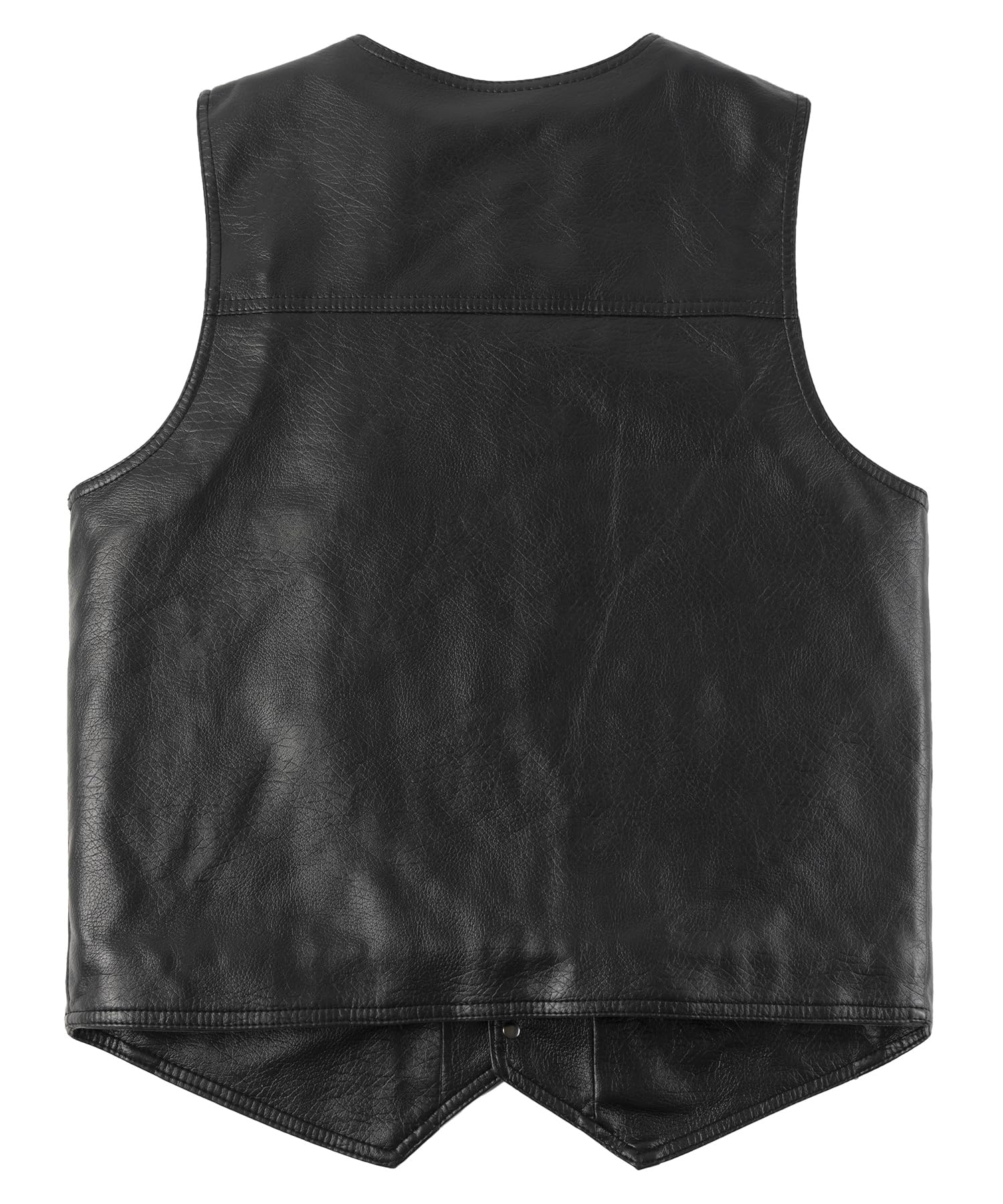 Gilet PU Pelle Uomo Moto Smanicato Giacca Pelle Invernale Motociclista Gilet Foderato in Pile Classico Nero Leatherick Gilet