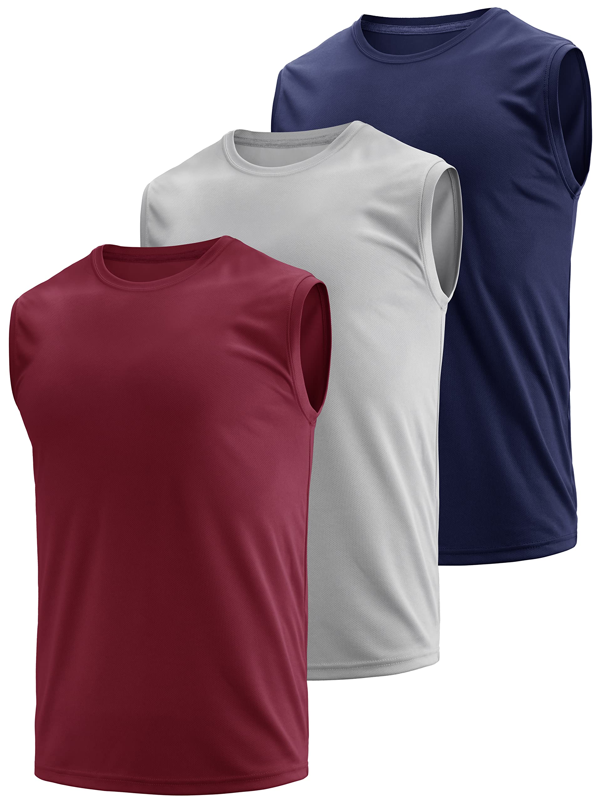 Men's Dry Fit Moisture Wicking 3 & 5 Pack Tech Quick Dry Sleeveless Shirts Mesh Crew Active Athletic Tank Tops