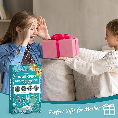 Miniatura 8 de WORKPRO Juego de herramientas de jardín de aluminio, 4 herramientas de jardín de mano resistentes con caja que incluye paleta, rastrillo, podadora,