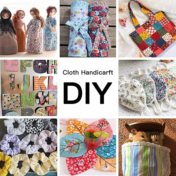 DIY Cotton Fabric Bundle 19.7 x 19.7 Inches, 7PCS Different Pattern, Squares Patchwork Material for Sewing Quilting Scrapbooking. (Black)