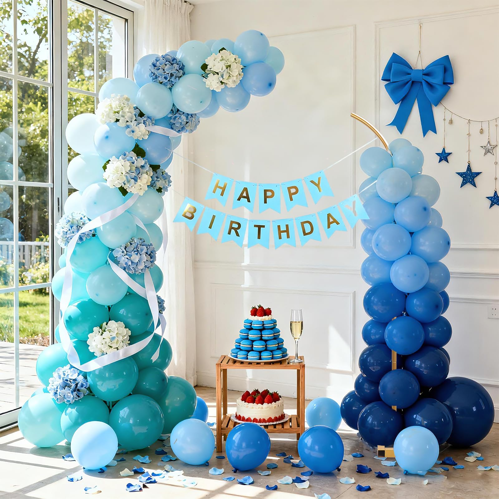 Lot de 2 Arches en Métal Doré(2,3 m/1,9 m), Support de Toile de Fond de Mariage, Arche de Ballon Doré,Arch de Mariage pour Cérémonie, Anniversaire, Fête, Jardin Décoration