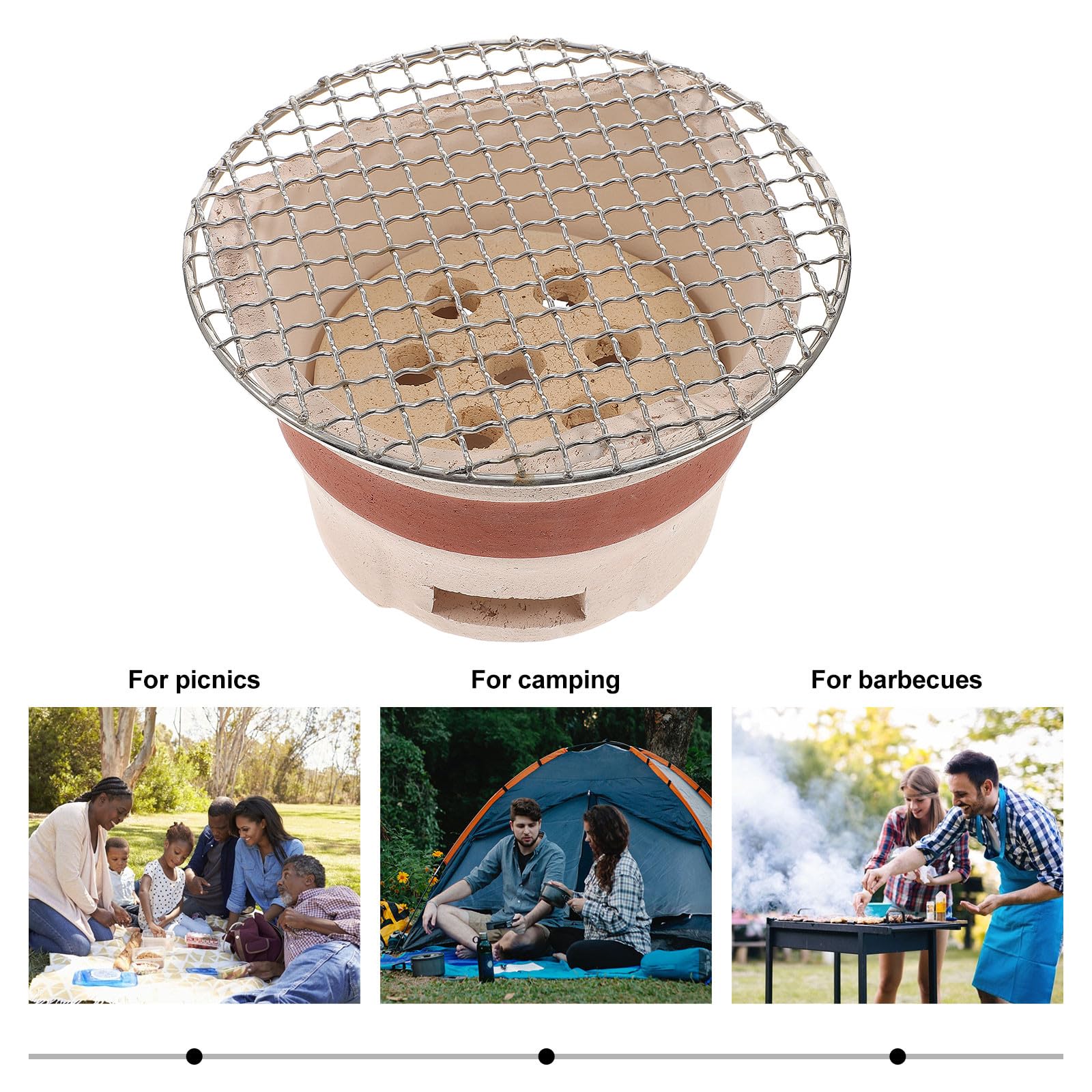 Kompaktowy ceramiczny mini grill z węglem drzewnym o losowym kolorze, idealny na piknik kempingowy i do ogrodu - przenośne narzędzie do gotowania na zewnątrz i sprzęt do grillowania