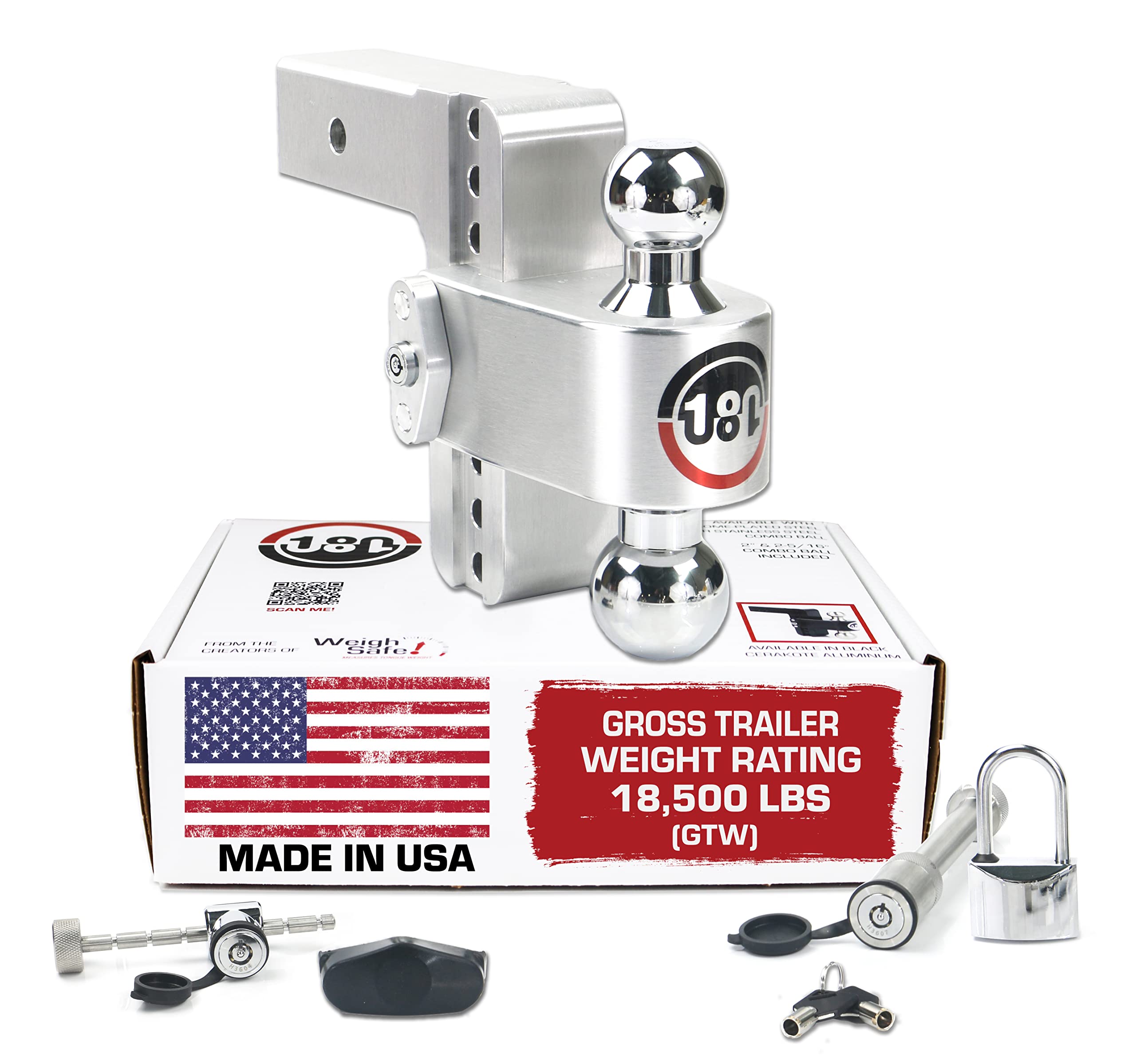 Weigh Safe Adjustable Trailer Hitch Ball マウント 4" Drop for 2" Receiver