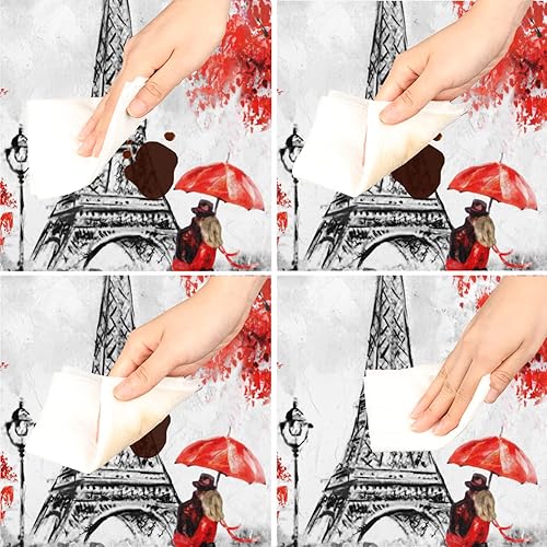 Miniatura 3 de Mantel redondo con diseño de torre Eiffel de París, pintura al óleo de arce, bordes elásticos, parte trasera de poliéster, impermeables, resistentes