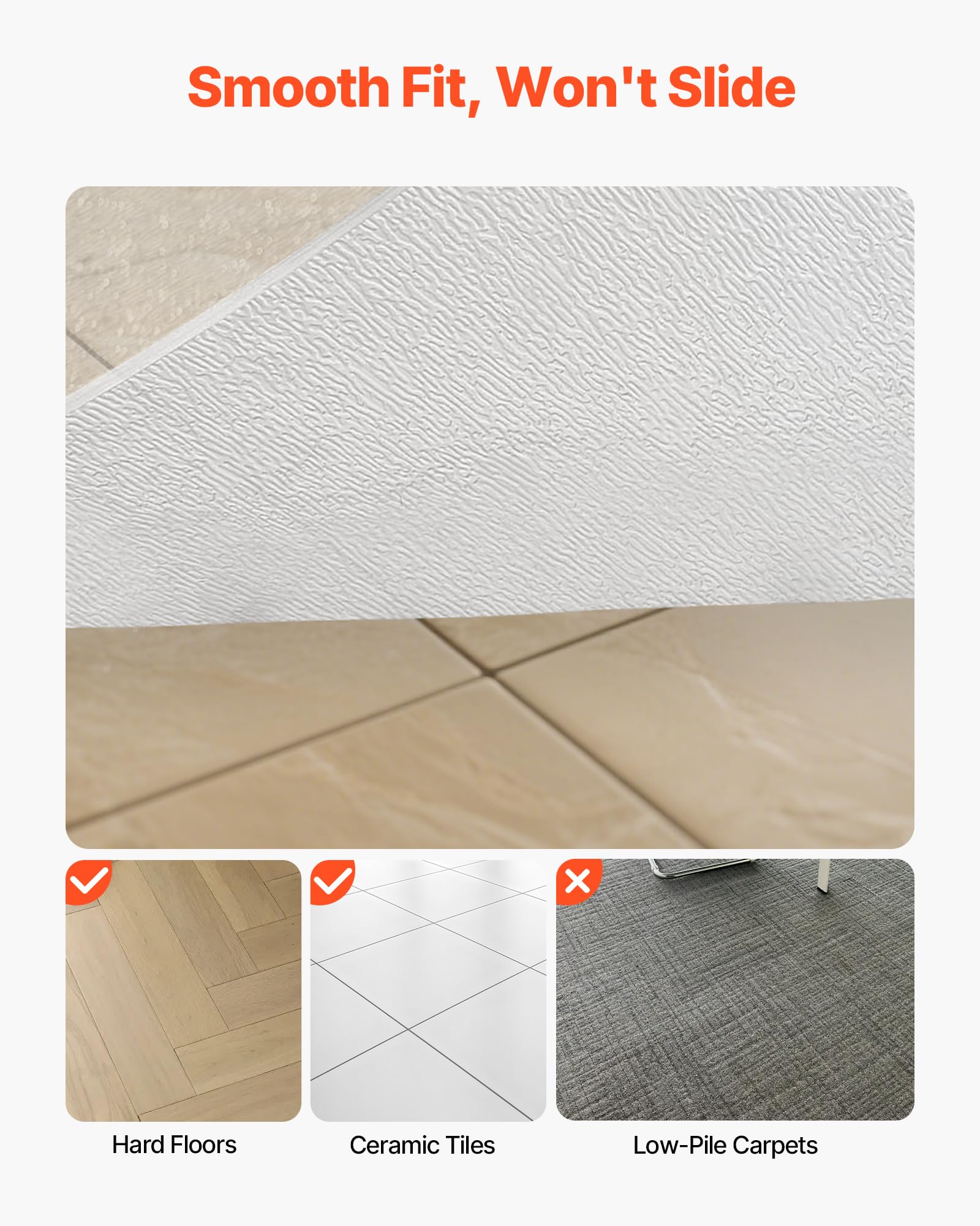 VEVOR Tappetino per Sedia 1220 x 922 mm Tappeto Sedia Ufficio per Pavimenti Duri, Trasparente, Protezione per Sedie a Rotelle, Antiscivolo e Facile da Pulire, per l'Ufficio Domestico, Rettangolare