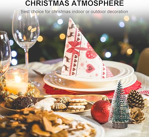 Miniatura 6 de NUOLUX Árbol de Navidad, árbol de pino en miniatura de escritorio, 6 piezas