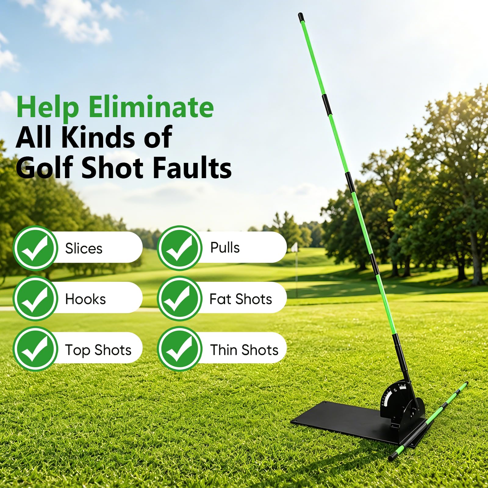 Golf Schwungtrainer Set mit Eisenplatte & 2X 1m Golf Alignment Sticks, Profi Golfschwung Trainer mit Halter für Schwungebene & Ausrichtung, Golf Trainingshilfe für Schwungkorrektur & Haltung