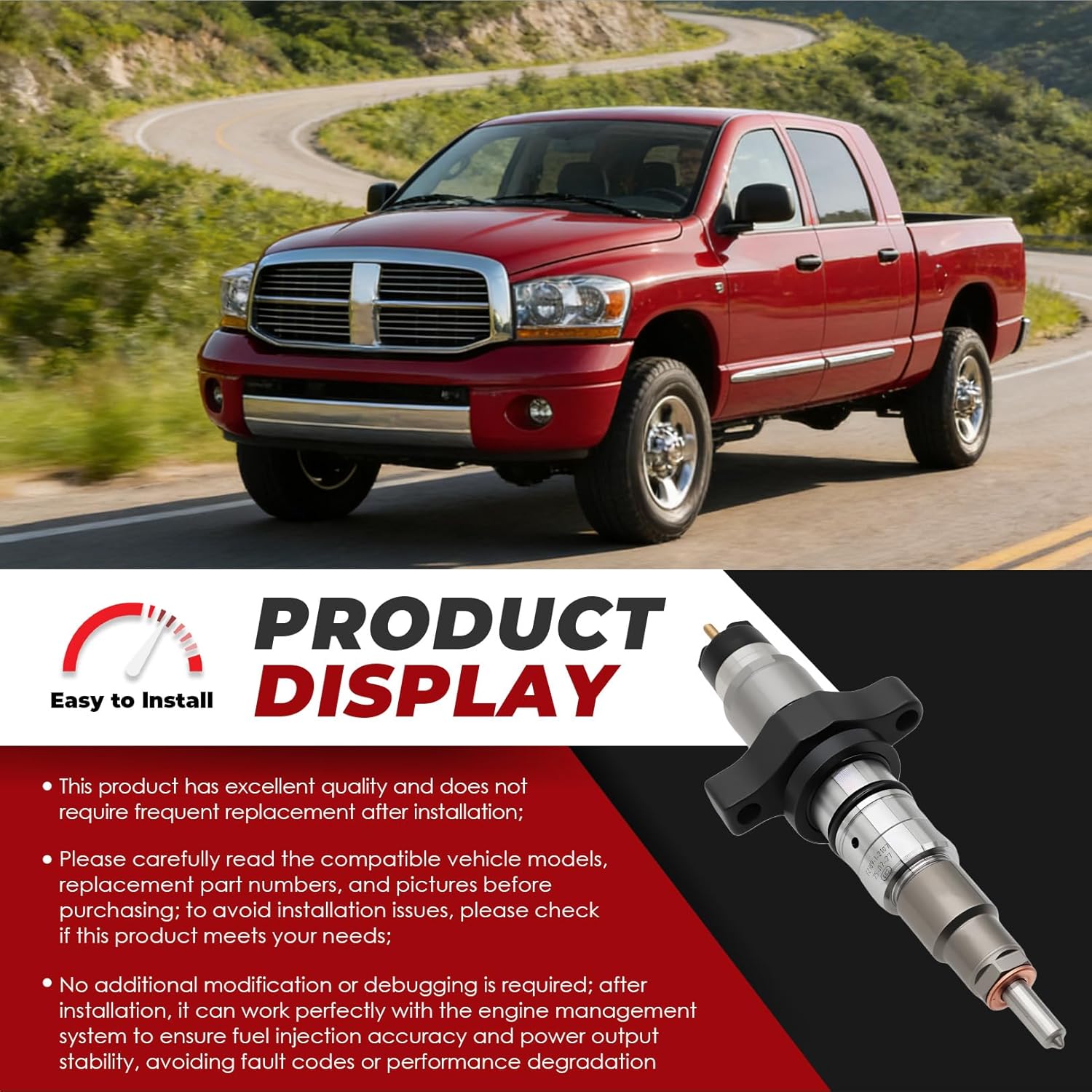 Diesel Common Rail Fuel Injectors and Connector Tubes Compatible with Ram 2500 3500 2004-2009 5.9L 0445120103, 0445120208, 0445120238, 0986435505 (1pc)