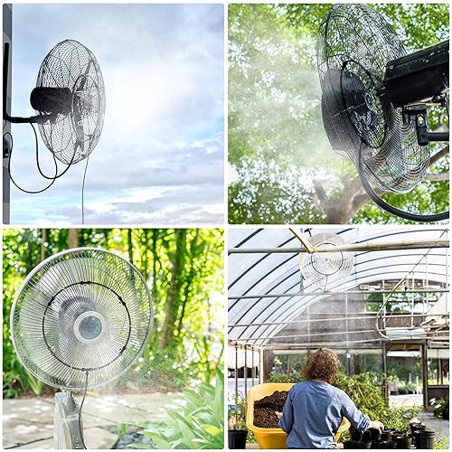 Miniatura 2 de Kit de nebulización de ventilador, sistema de refrigeración por nebulización de ventilador para exteriores con línea de nebulización de 19.36 pies +