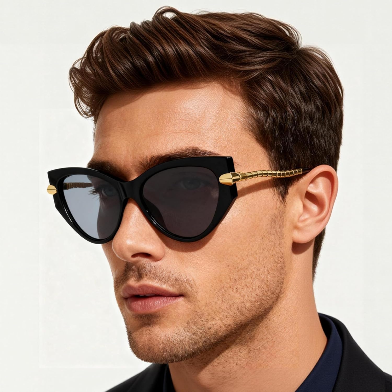 Retro Cat Eye Sunglasses for Women Men, Vintage Trendy Sun Glasses with Serpentine Metal Temples, UV400 Protection - Image 6