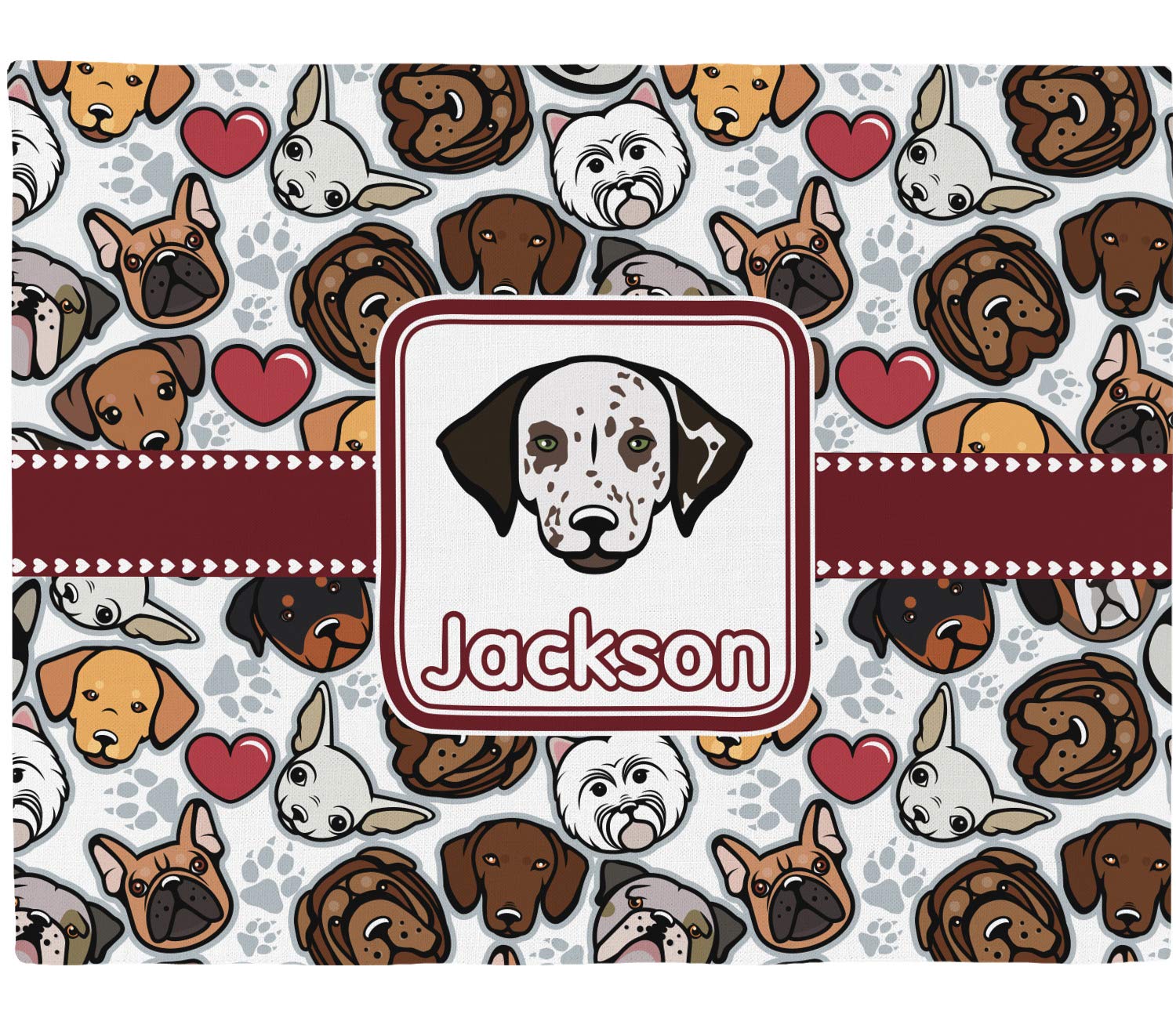 Personalized Dog Faces Woven Fabric Placemat - Twill w/Name or Text