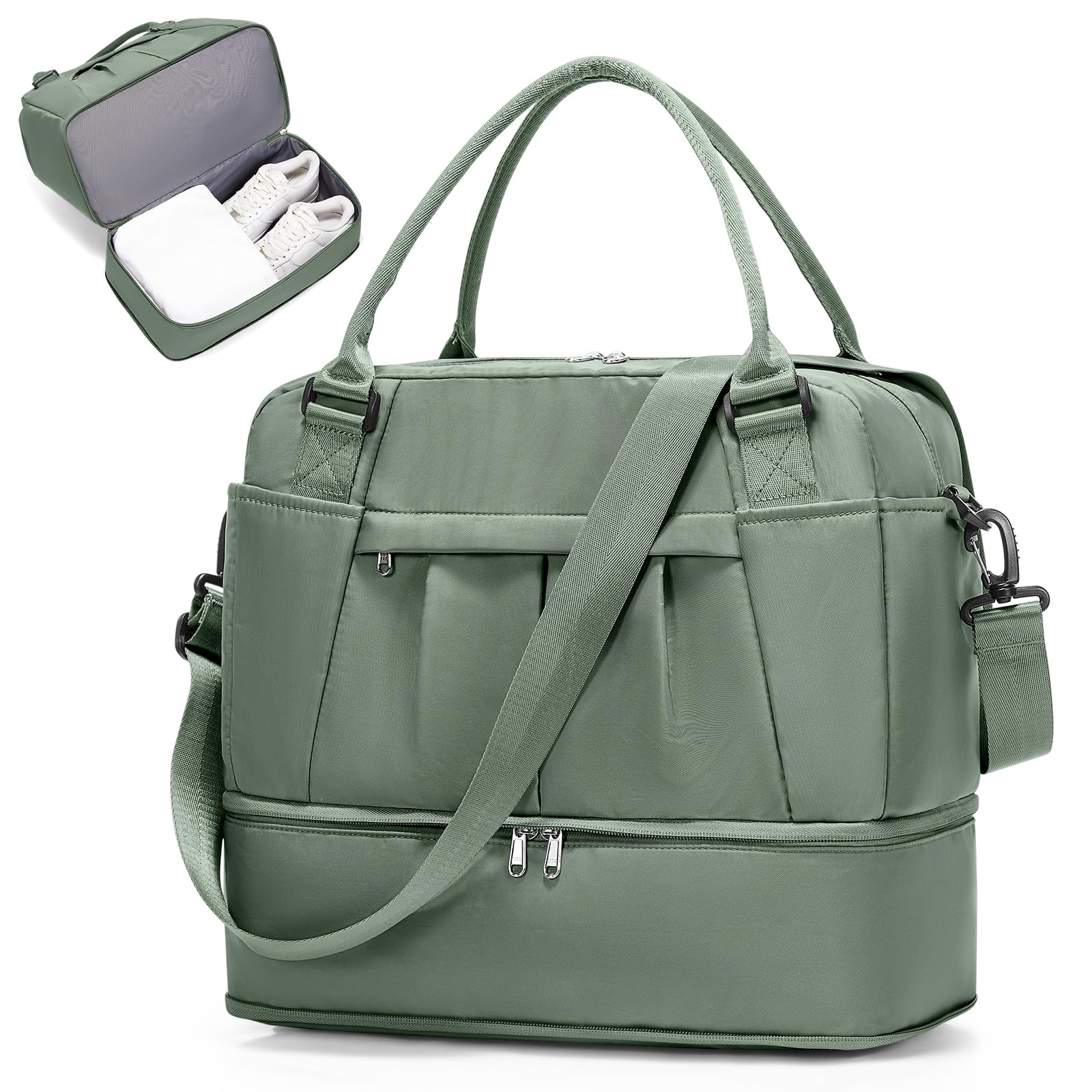 SEAFEW Bolsa de Viaje 40x20x25 para Ryanair,Impermeable Bolsa de Deporte para Gimnasio,Bolsa de Mano Equipaje de Fin de Semana 40x30x20 para Mujer,Bolso de Natación para Playa,D15-Gris Claro — view 51