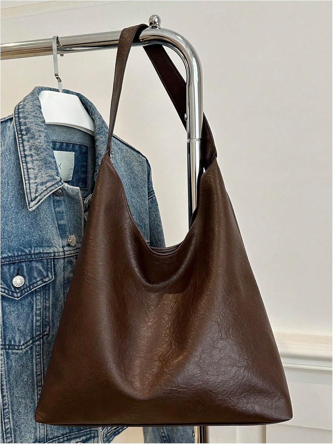 Milumia Women's Vintage Vegan Leather Shoulder Bags Slouchy Tote Handbags with Coin Purses - Image 4