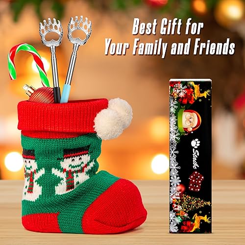 Miniatura 6 de Paquete de 2 rascadores telescópicos de espalda con garra de oso, paquete de 2 masajeadores de cabeza, rascador de cuero cabelludo (dorado) para