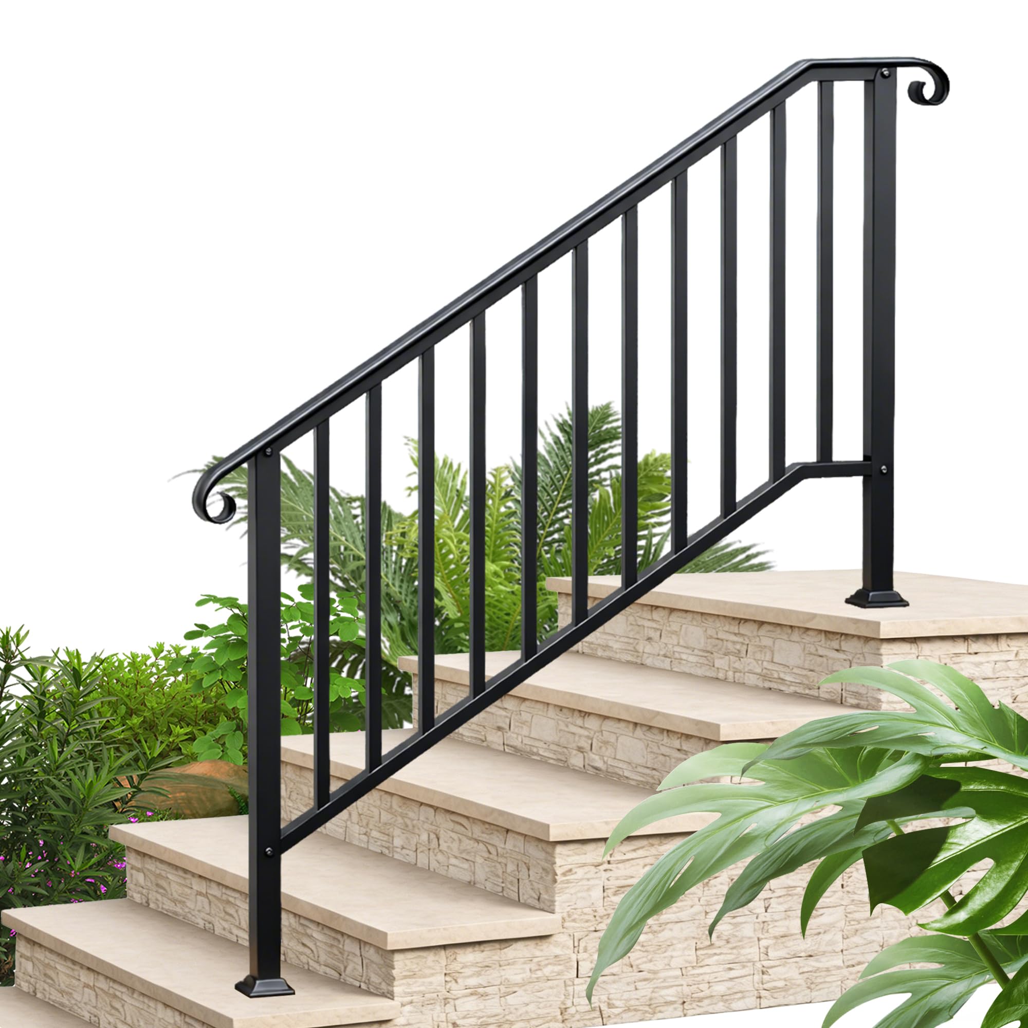 BNSPLY 5-Step Wrought Iron Handrail