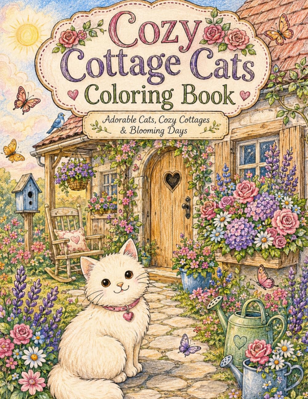 Cozy Cottage Cats Coloring Book: Adorable Cats and Charming Cottage Life to Color