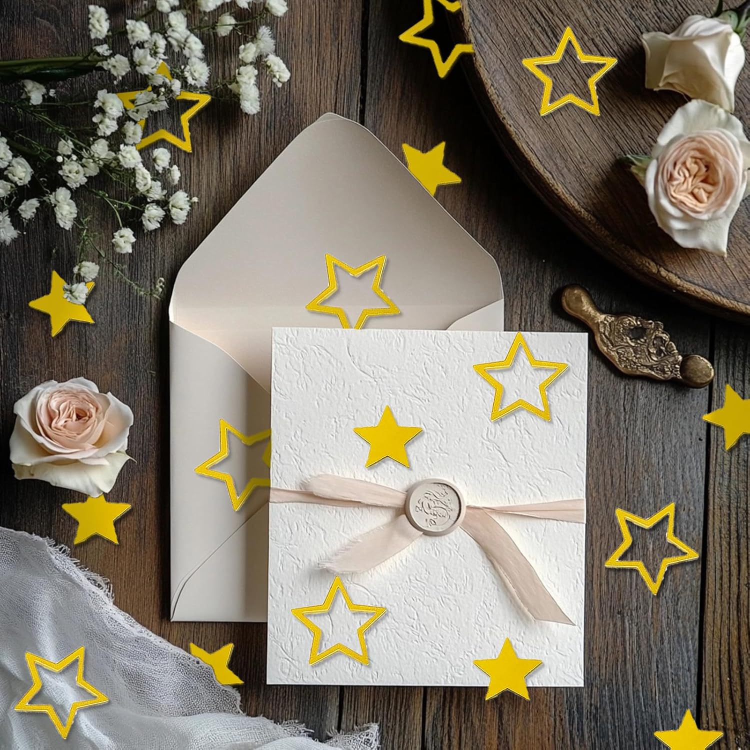 Gold Star Confetti, Star Table Confetti for Party Supplies Decorations – Shiny Golden Star Scatter Sequin for Birthday, Graduation, Wedding, Baby Shower, Envelope & Gift Filler