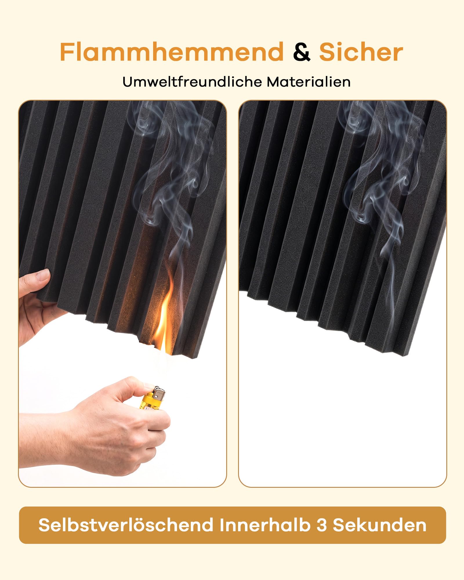 36 Stück Akustikschaumstoff Selbstklebend, Schwarz Gerillte Akustikpaneele 30 x 30 x 5 cm, Hohe Dichte Wandpaneele für Schalldämmung, Schallschutzplatten für Gaming Zimmer und Büro