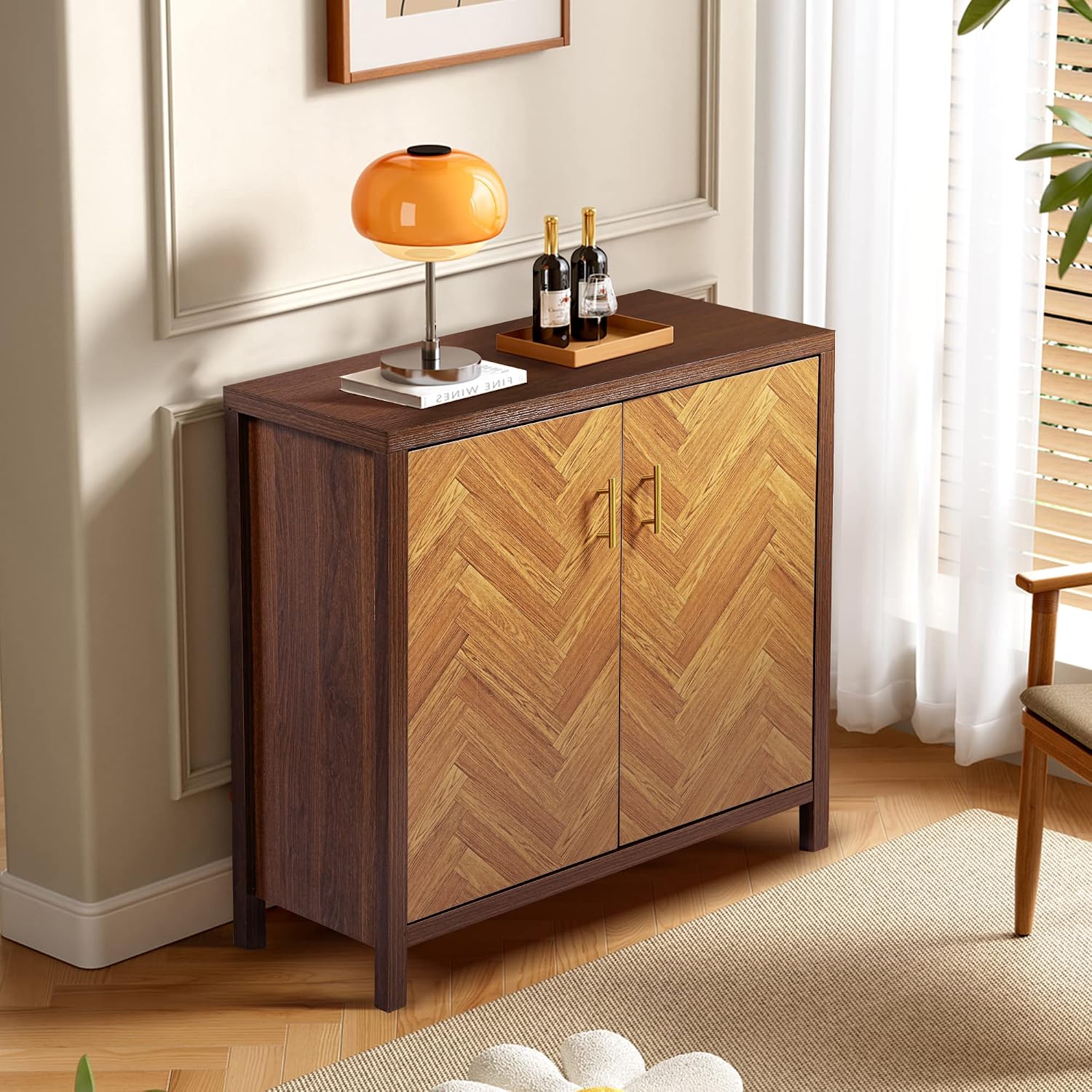 Amazon.com: LEVNARY Modern Accent Storage Cabinet with 2 Doors, Buffet ...