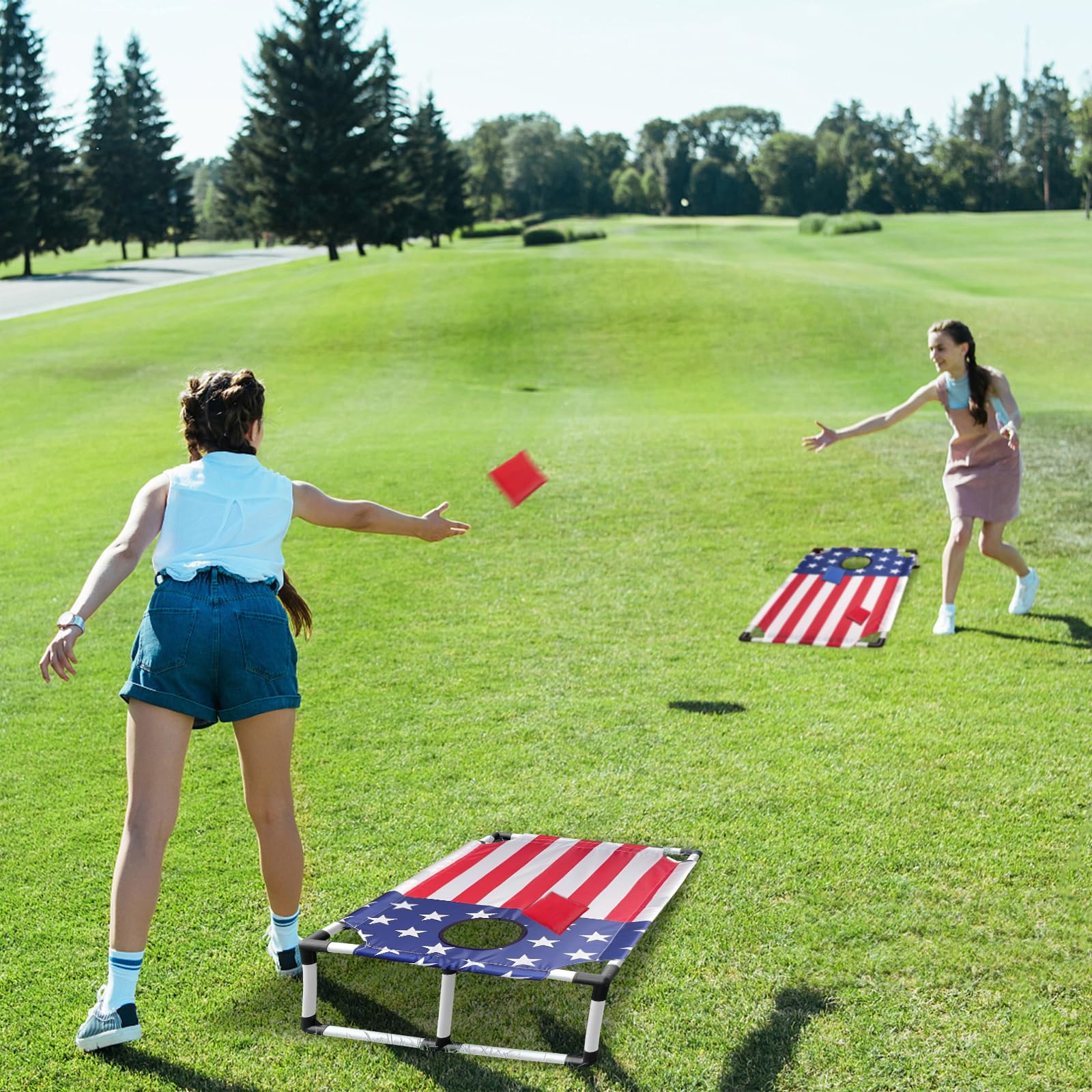 Snapklik.com : Portable PVC Framed Corn Holes Outdoor Game Set