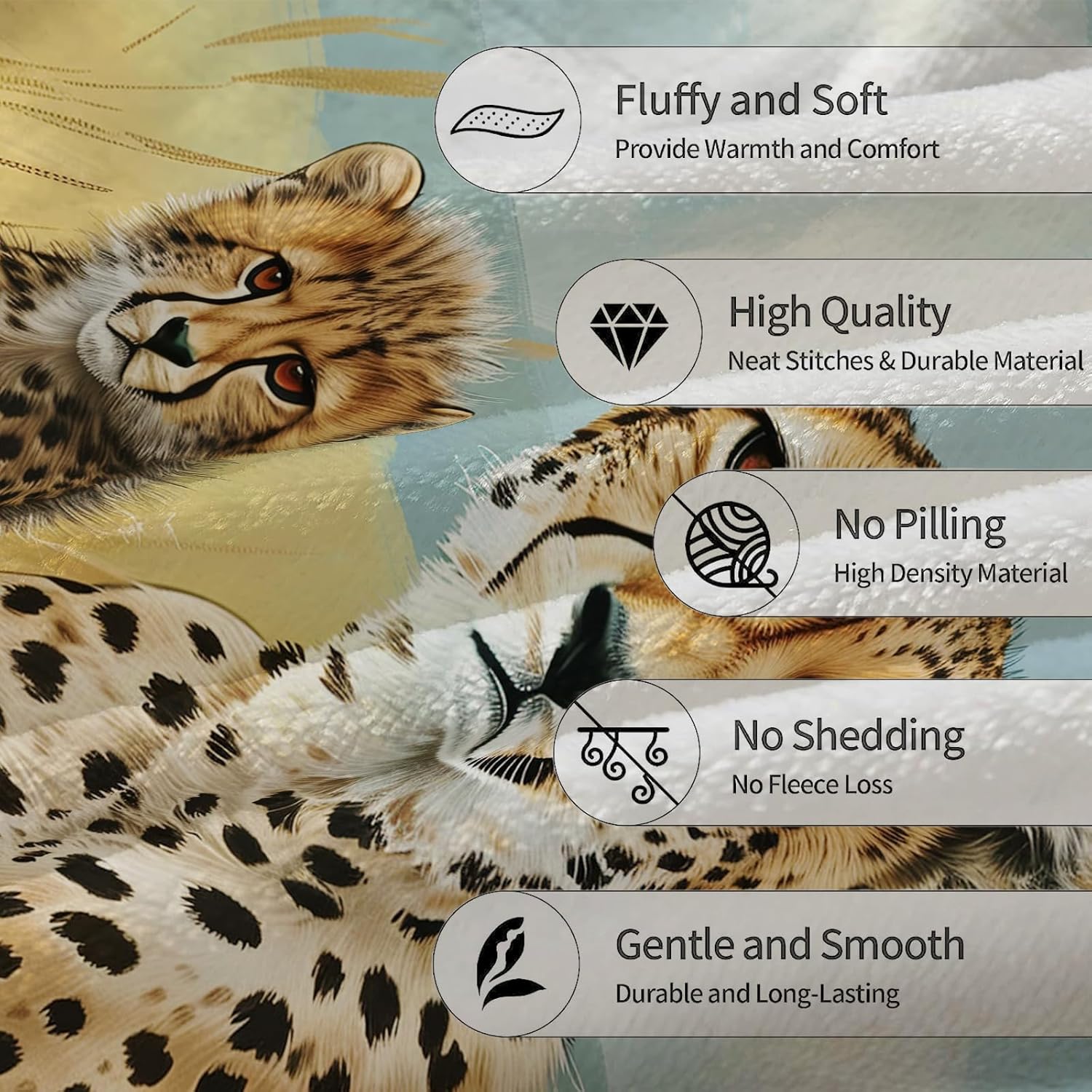 Cute Cheetah Blanket - Soft Cozy Lightweight Flannel Throw Blanket for Couch, Bed, Travel, Outdoor | Warm, Fluffy, Fuzzy Blankets for Adults Kids Women Men Boys 50×60 in - Image 4