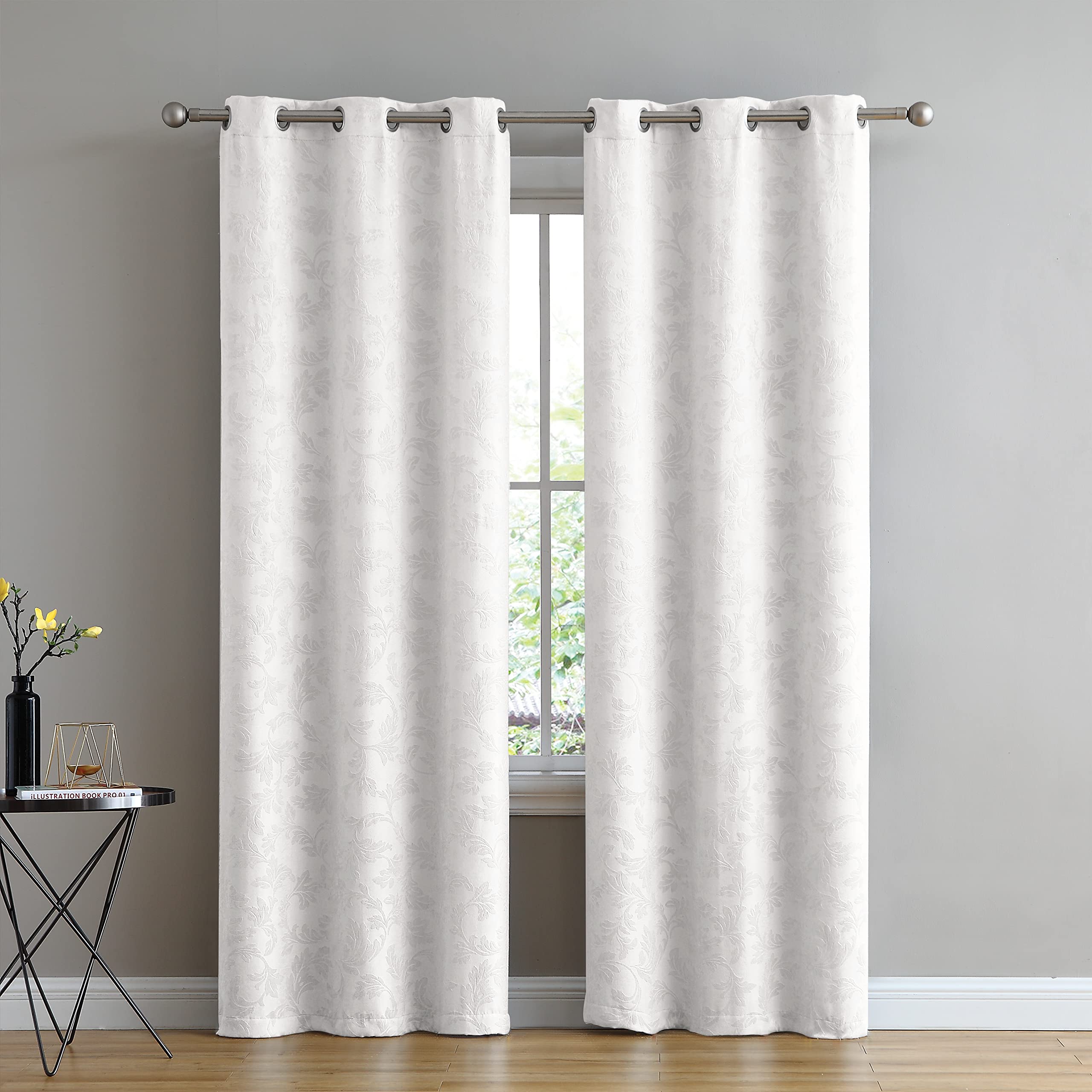 ABABY.COMABABY.COM Abelina Embossed Blackout Panel Pair 76x84-White, White