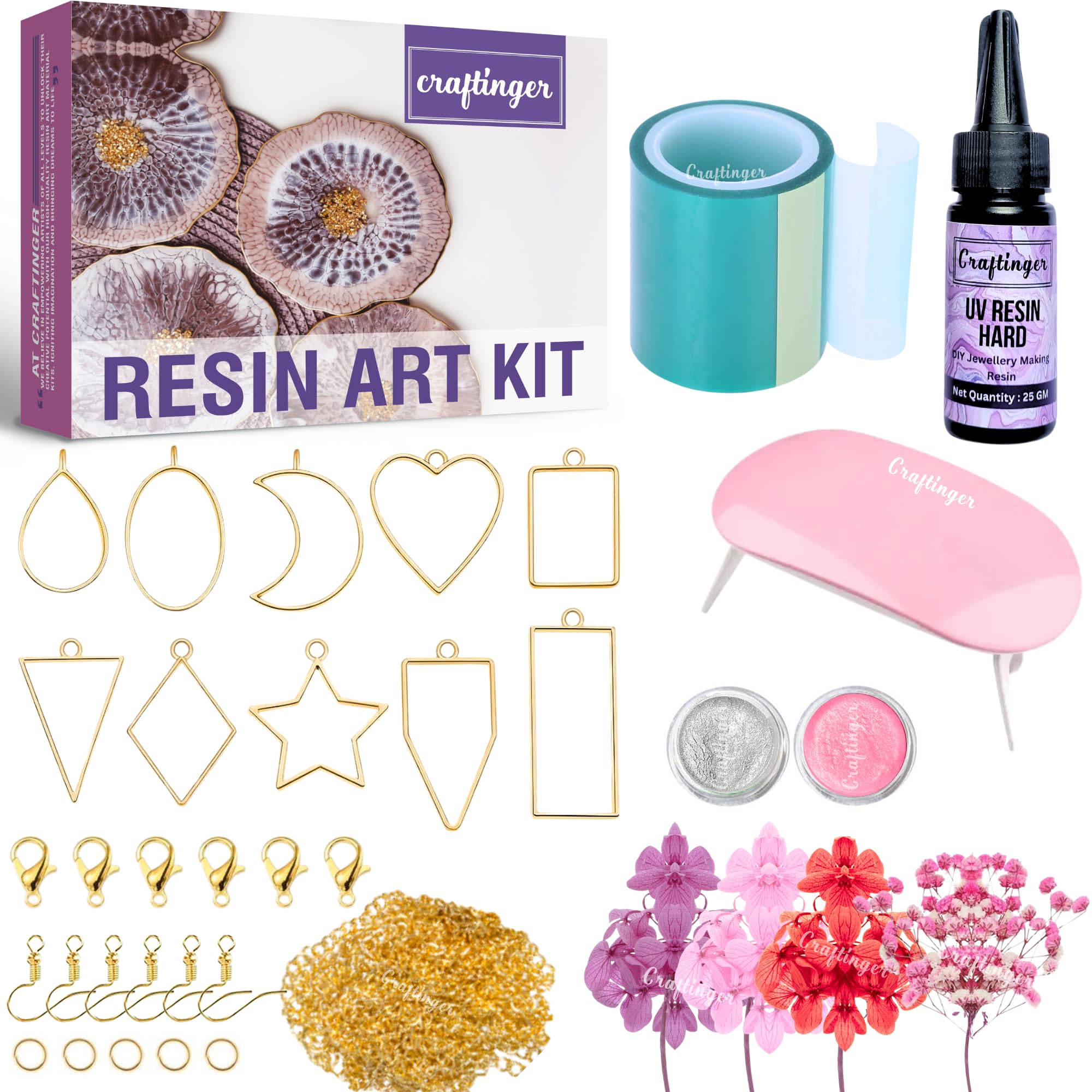 Craftinger Bezel Pendant Making Kit Earring Jewellery Making Kit For Beginners With Bezel, 25 Gm Uv Resin, Uv Lamp & More, Gold (B0D8ZHQF7K) Amazon Price History, Amazon Price Tracker
