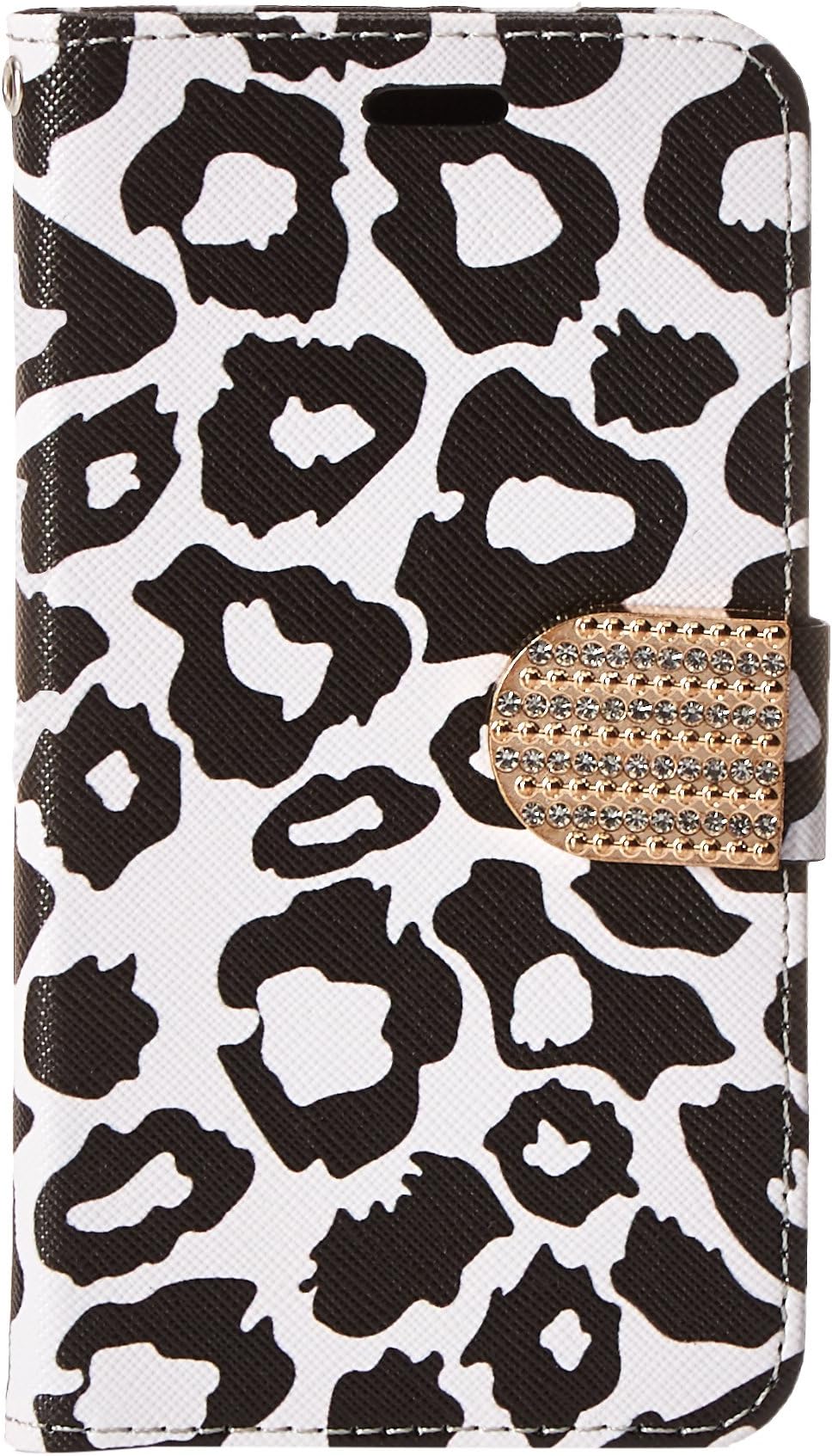 HR Wireless Cell Phone Case for Kyocera Hydro View C6742 - Retail Packaging - Black Leopard