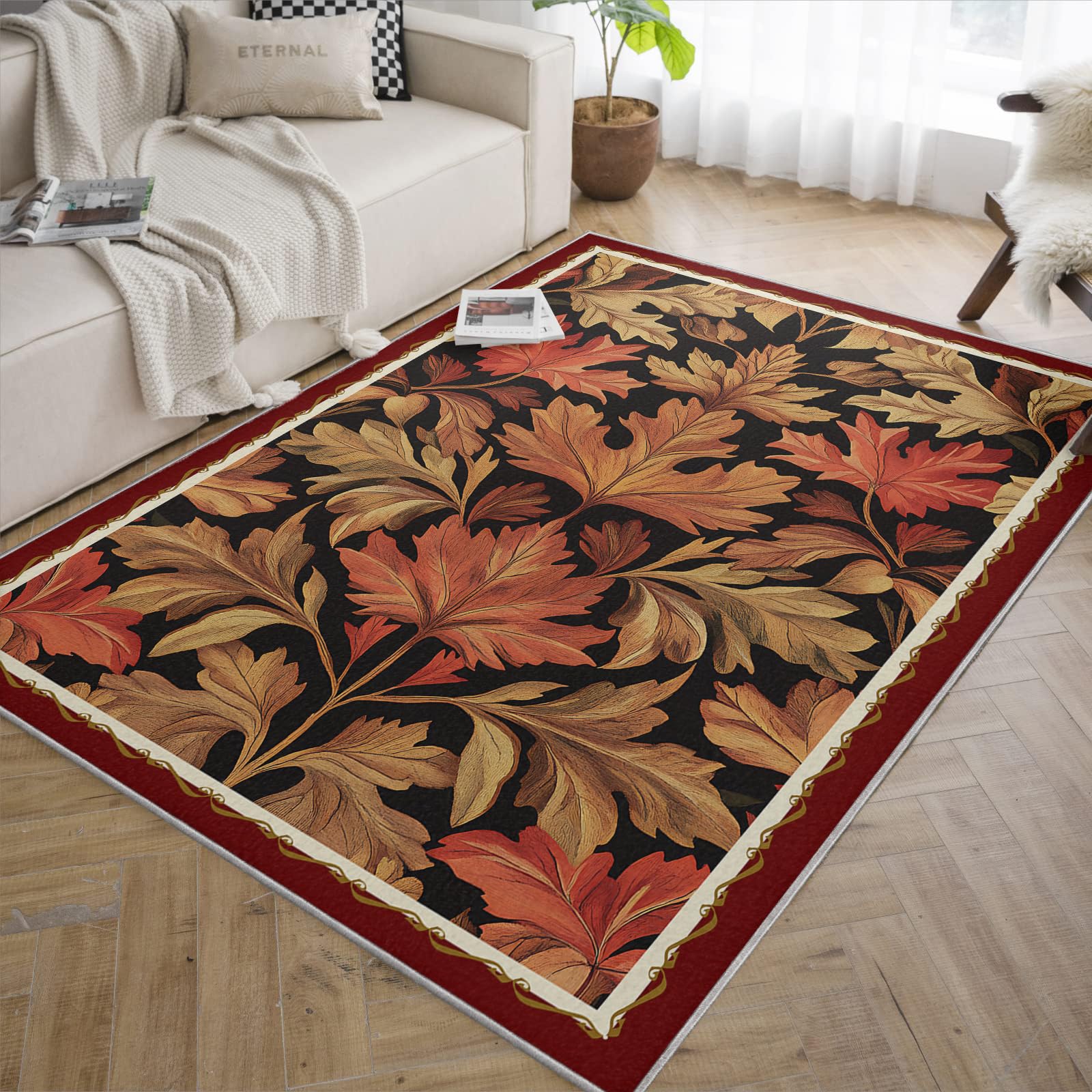 Tapis lavables salon chambre texture érable d'automne 90x150