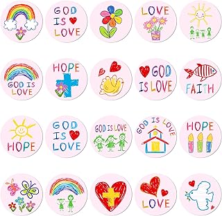 600 Pcs Christian Religious Stickers for Kids Jesus Christian Faith Shape Stickers Religious Easter Stickers Catholic Child Drawn Scripture Religious Stickers for Toddler Art Crafts (Drawing Style)