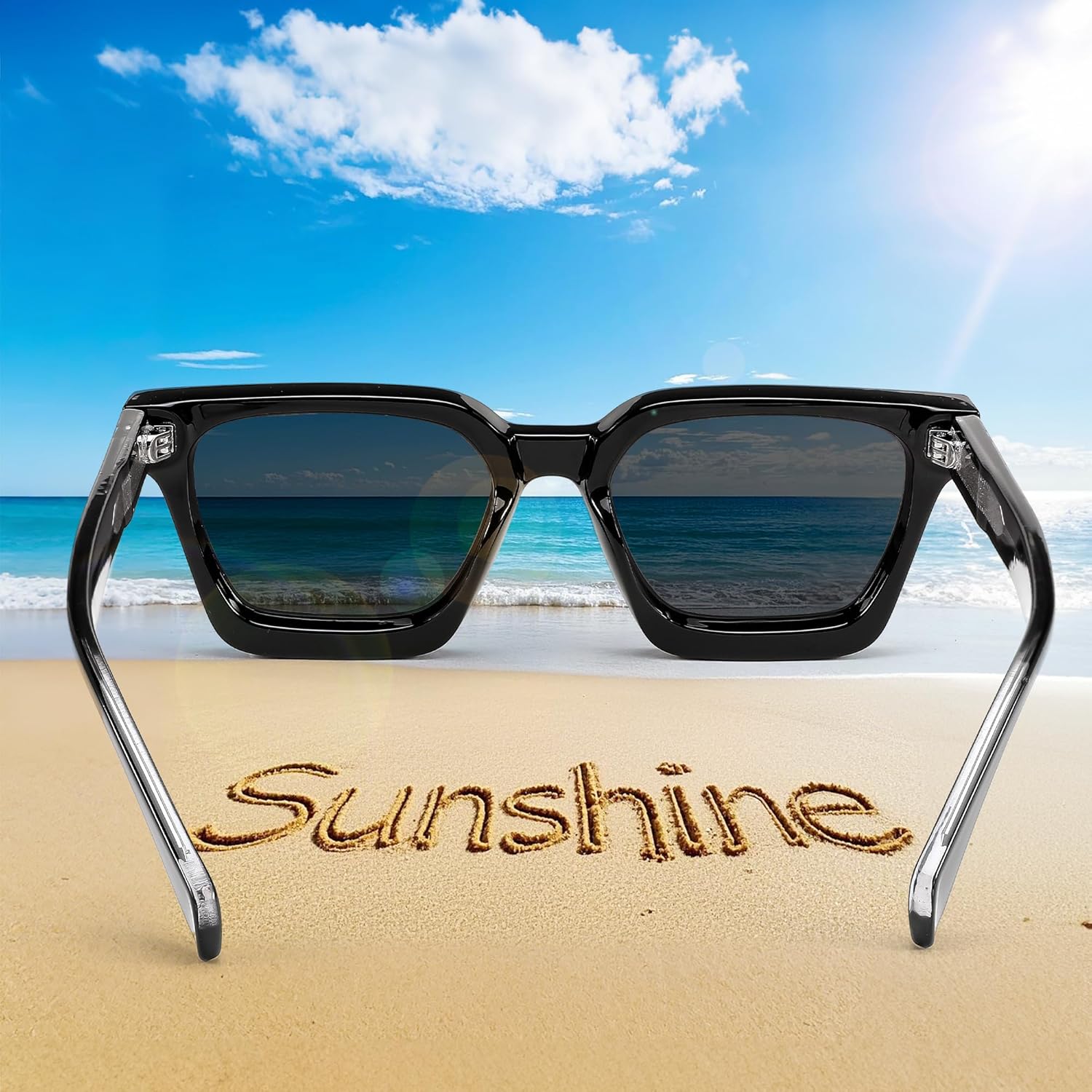 FEISEDY Sunglasses Men Women Polarized, Chunky Square Thick Frame, Rectangle UV400 Shade Sun Glasses B2396 - Image 3